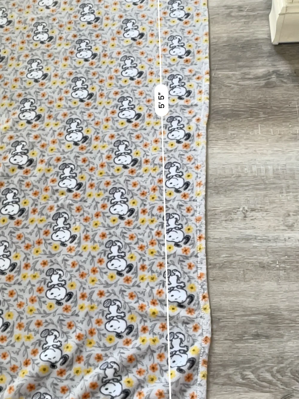 Peanuts Snoopy Floral Fleece Throw Blanket 55” x 70” Gray Orange Yellow Flowers